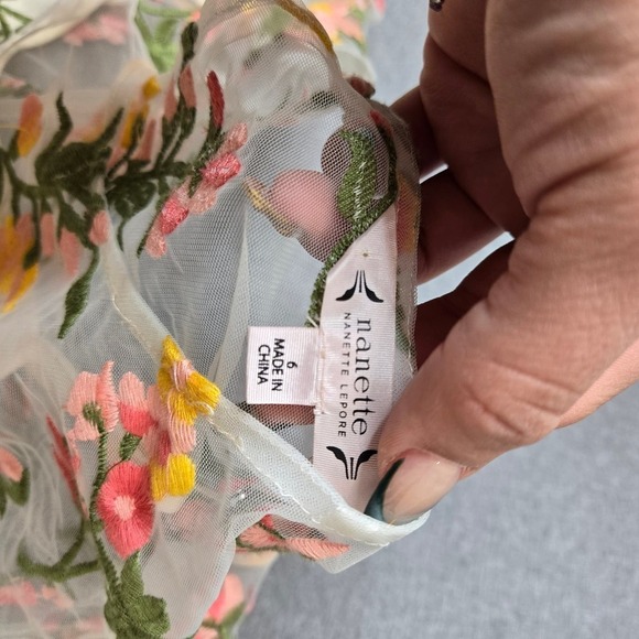 Nanette Lepore Floral Embroidered Illusion Dress - Picture 4 of 9